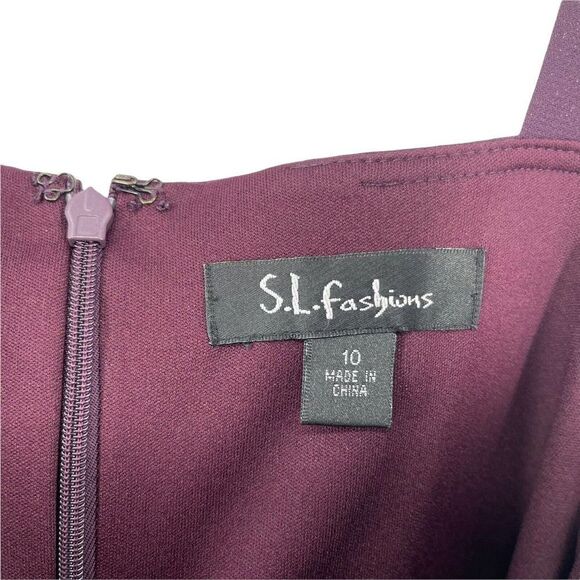 Purple Cocktail Dress Tiered Ruffle Beaded V Neck Mother Of The Bride Size 10 - Picture 6 of 7